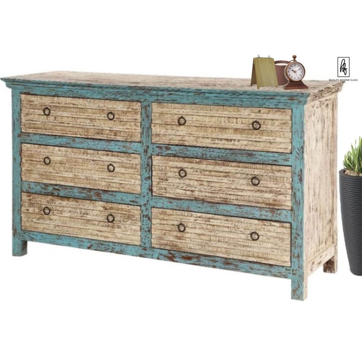 ANGEL MANGO WOOD BEDROOM DRESSER WITH SIX DRAWERs - - 35437110 - Mycitystee