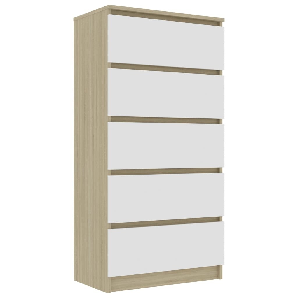 vidaXL Drawer Sideboard White and Sonoma Oak 23.6