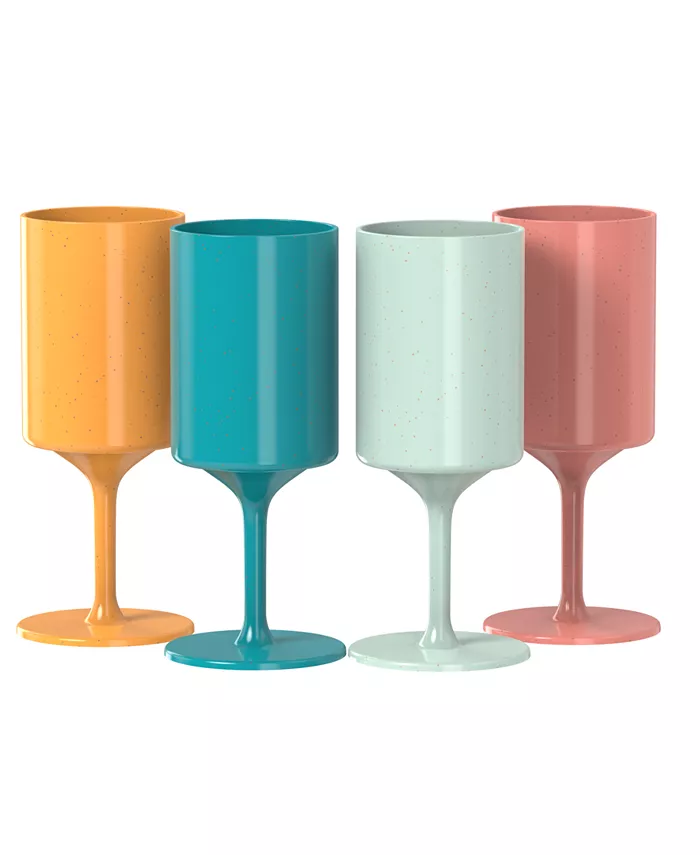 Knork Eco Party Cup Multi Colored Outdoor Wine Glass Set， 4 Piece - Mycitystee