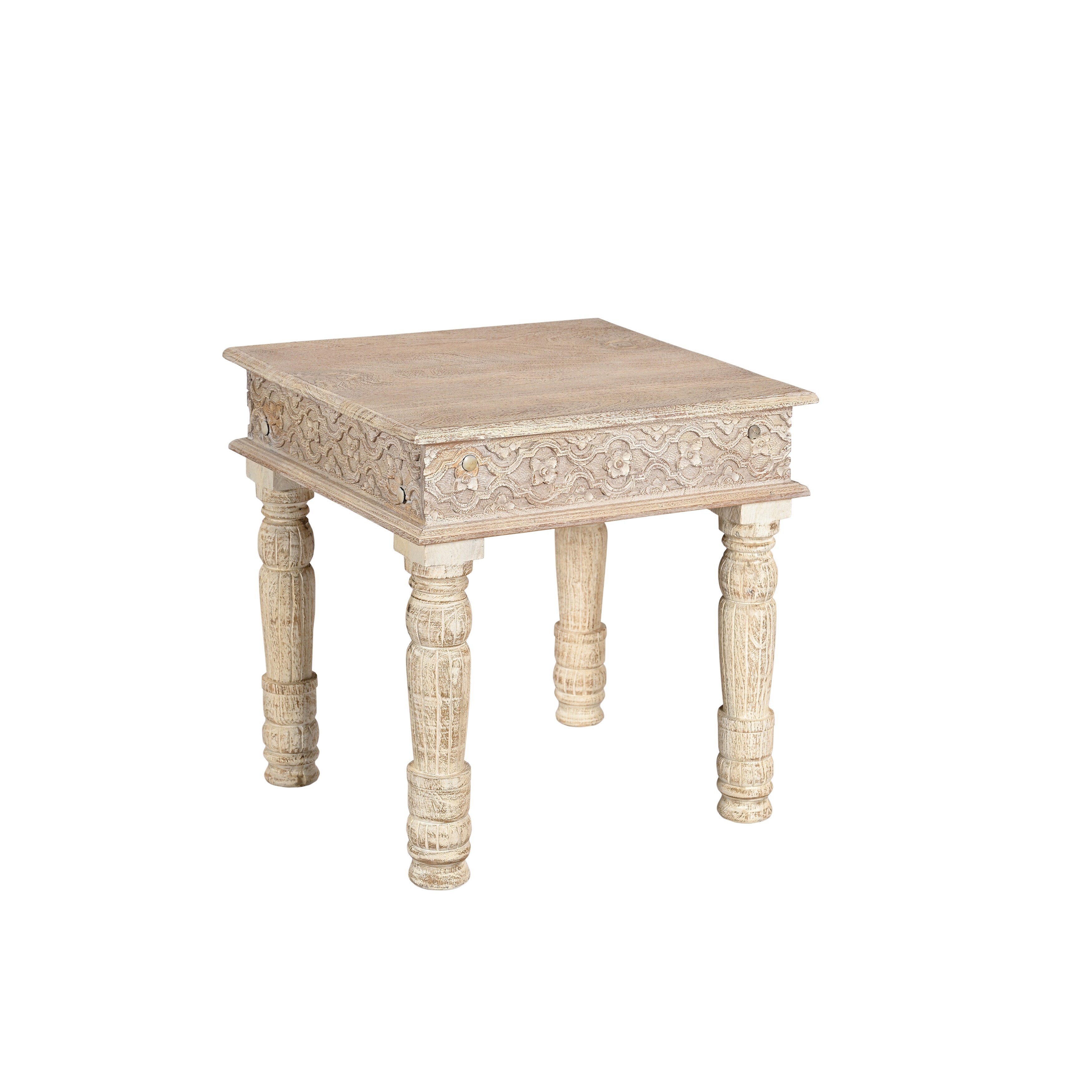 Milton Carved Teak End Table - Mycitystee