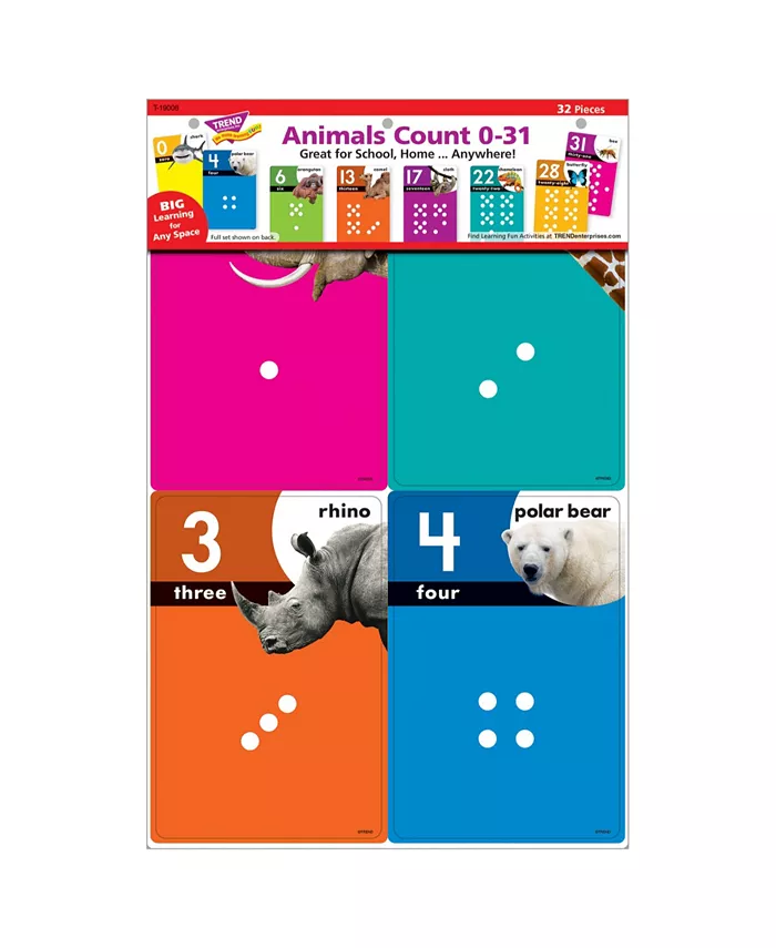 Trend Enterprises Animals Count 0-31 Learning Set， 32 Pieces - Mycitystee