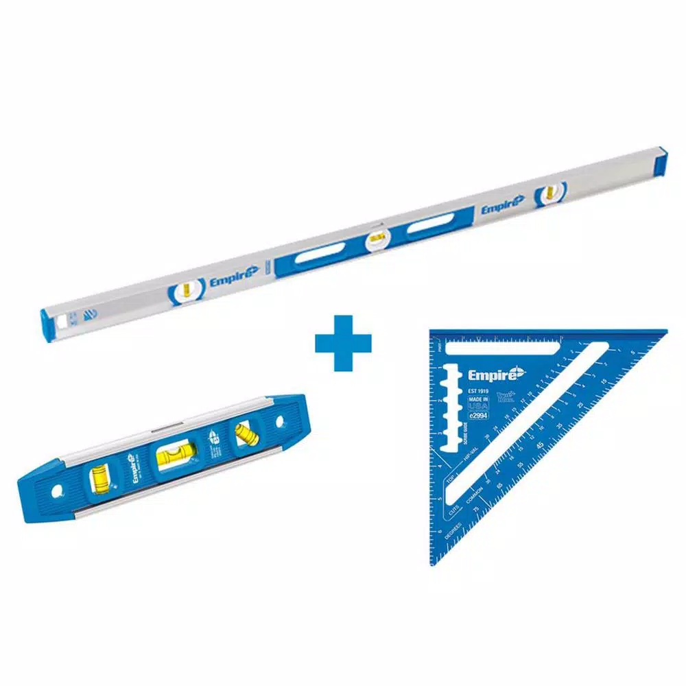 Empire 48 in. Aluminum Magnetic I-Beam Level with Aluminum Rafter Square and Torpedo Level and#8211; XDC Depot - Mycitystee