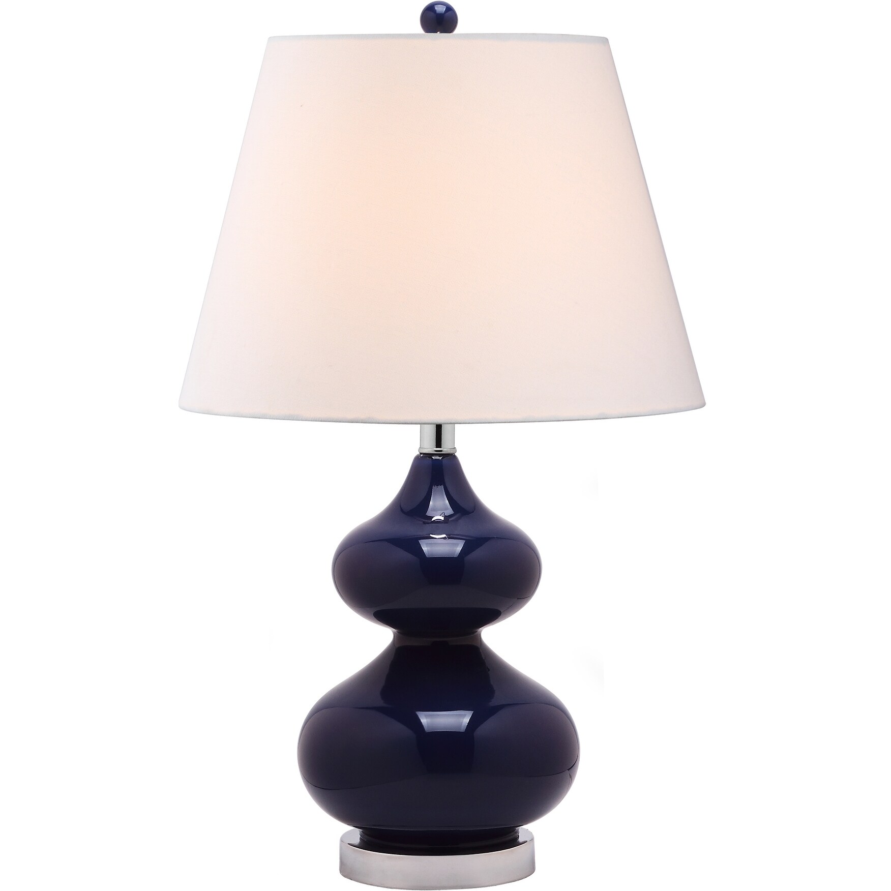 SAFAVIEH Lighting 24-inch Eva Navy Double Gourd Glass Table Lamp - 14