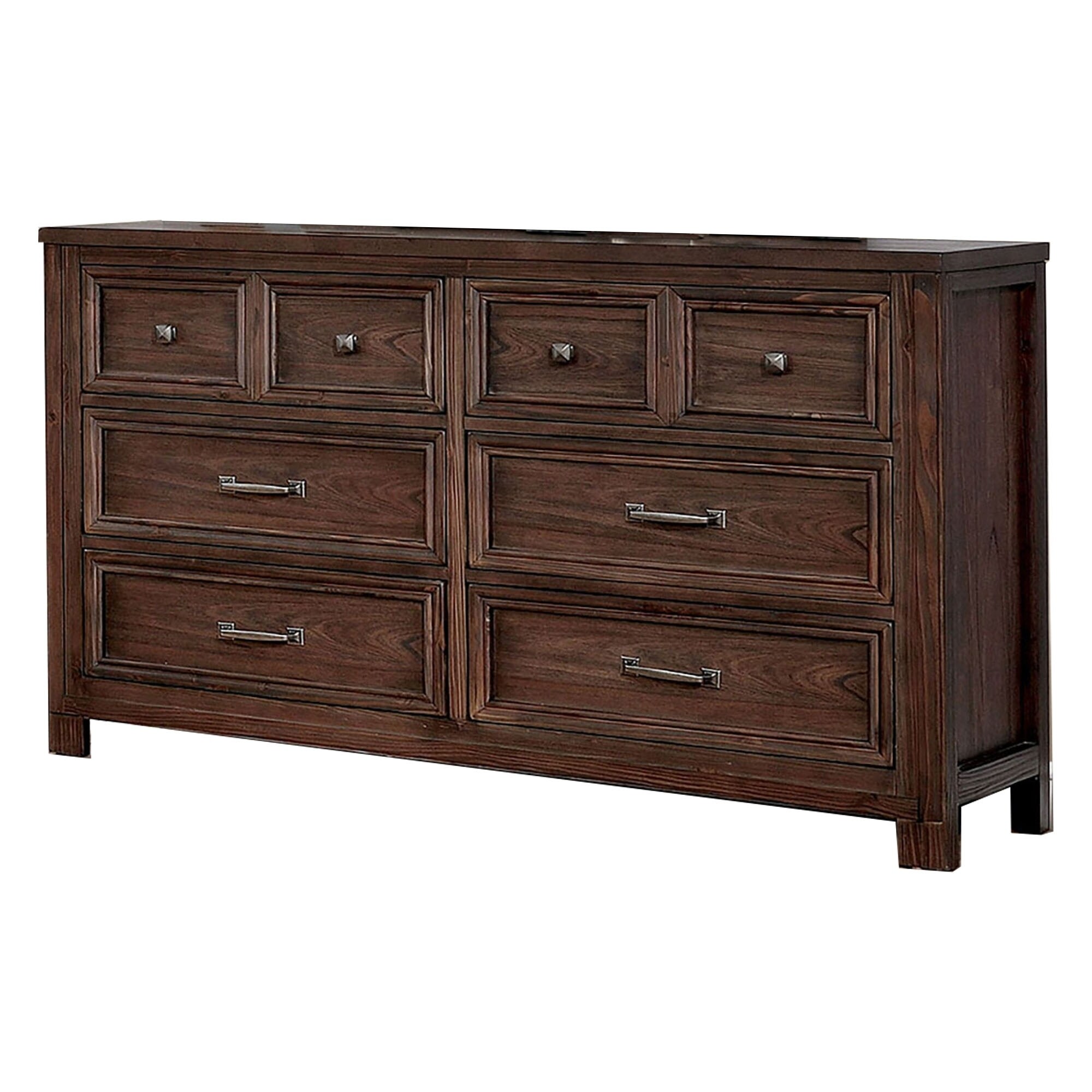 6 Drawer Transitional Wooden Dresser with Molded Trim， Brown - - 29800523 - Mycitystee