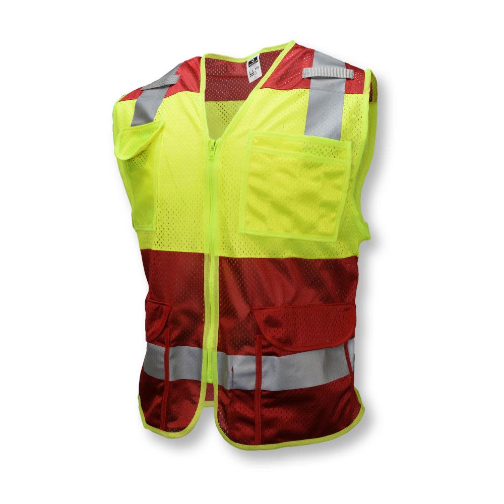 Radians Safety Vest Custom Color Blocking Type O Class 1， Red， Medium - Mycitystee