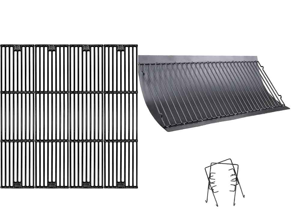 Cooking Grates + Ash Pan Kit for Char-Griller 2222, 2727, 2827, 2828, 2799, 2929, E1224, 1224, 1324, 1321, 1329, 1334, 2121 Smoker Grills - Mycitystee