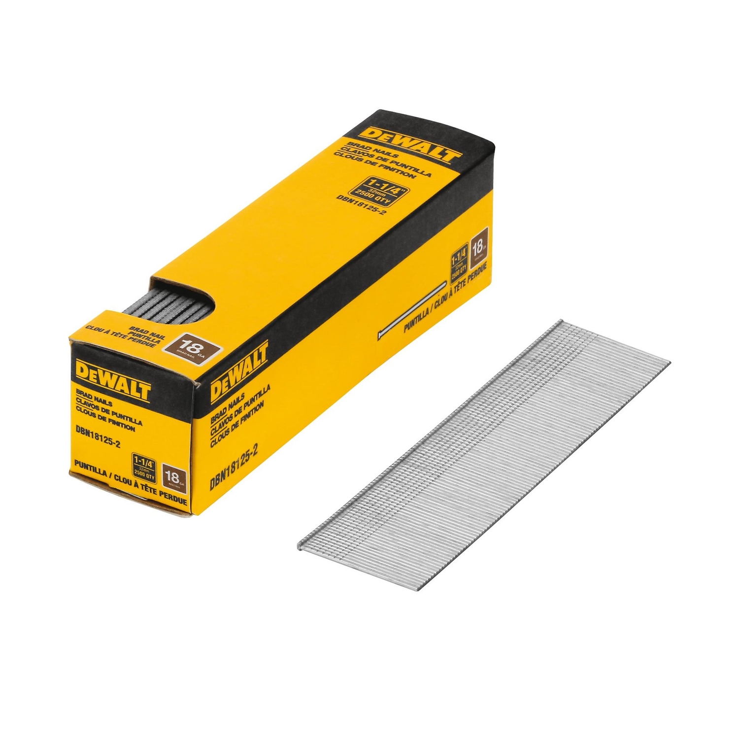 DeWalt 1-1/4 in. 18 Ga. Straight Strip Coated Brad Nails 2500 pk - Mycitystee