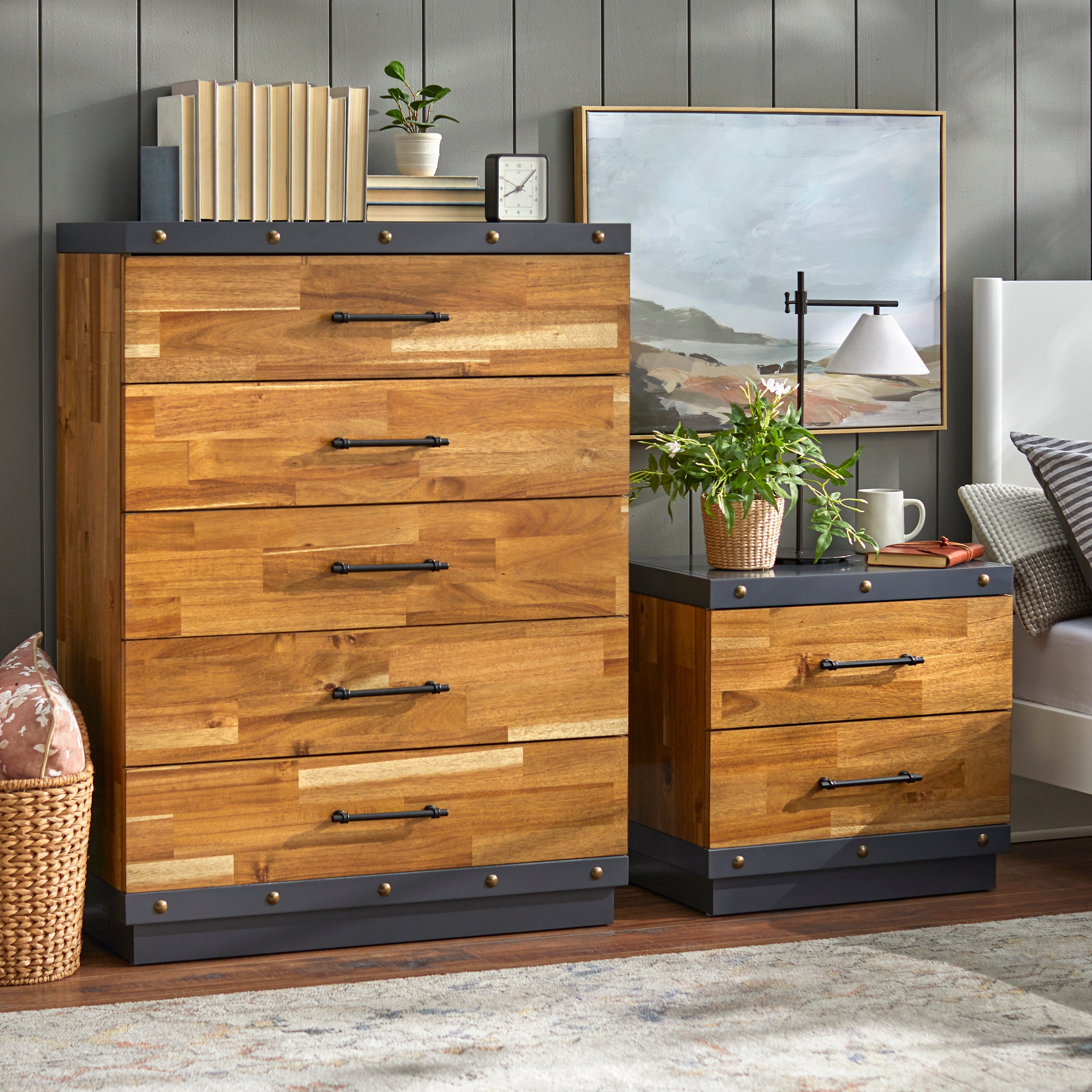 Lifestorey Drake 2-piece Chest and Nightstand Set - - 38039483 - Mycitystee