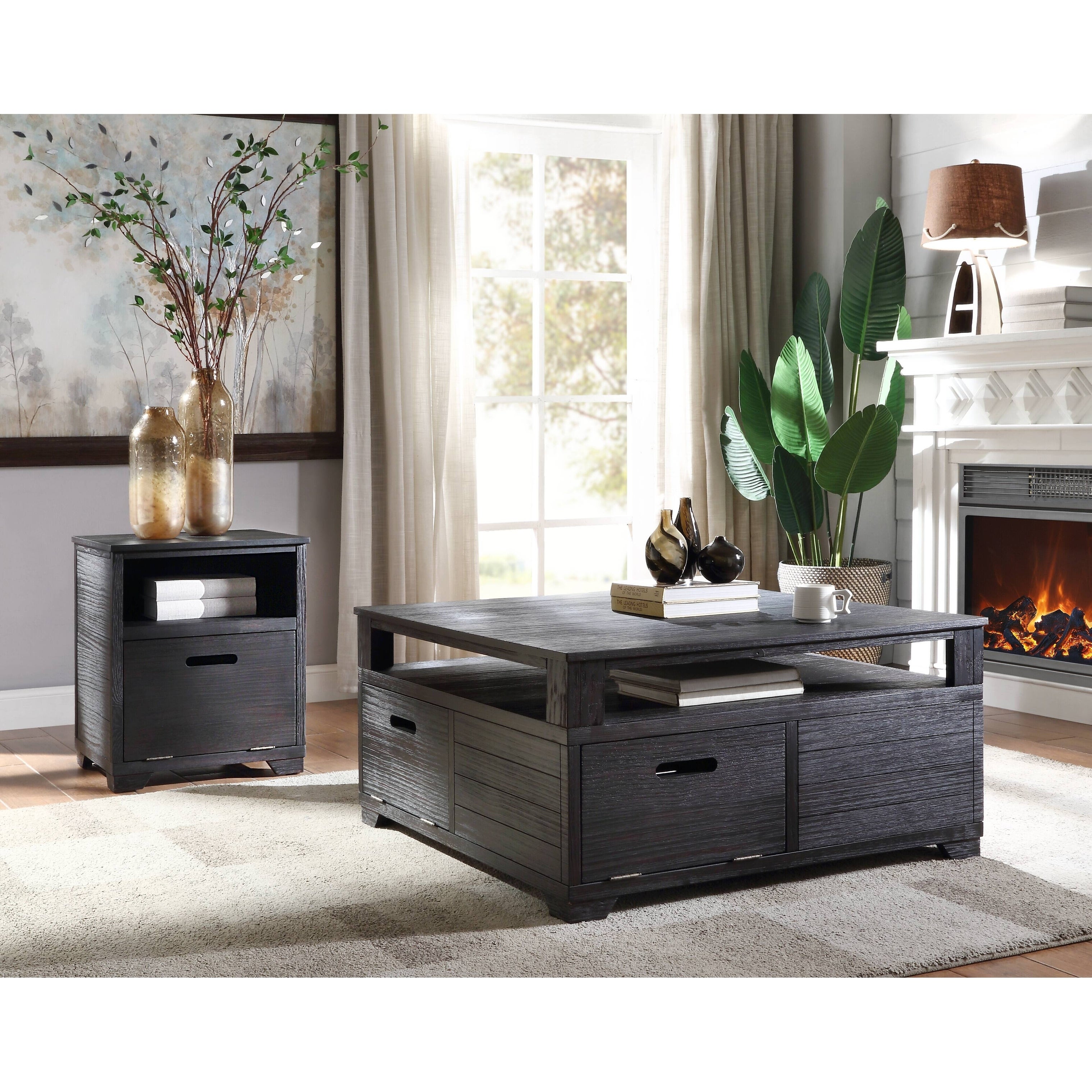 ACME Kamilia End Table in Antique Black - Mycitystee
