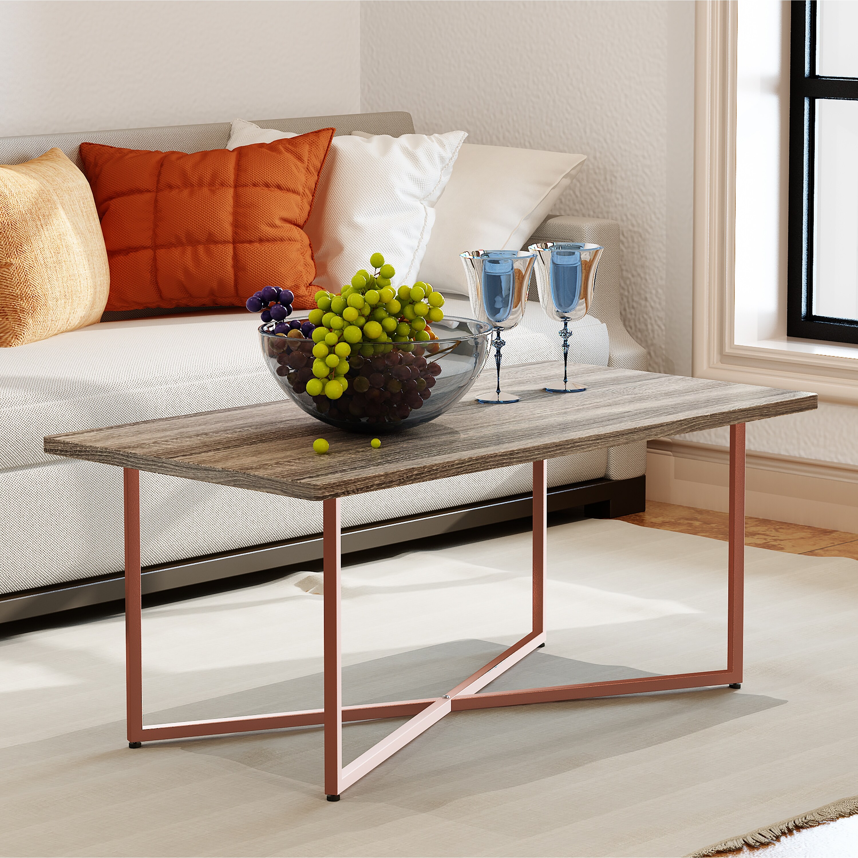 Corvus Belmont Rectangle Modern Wood Coffee Table with Cross Legs - Mycitystee