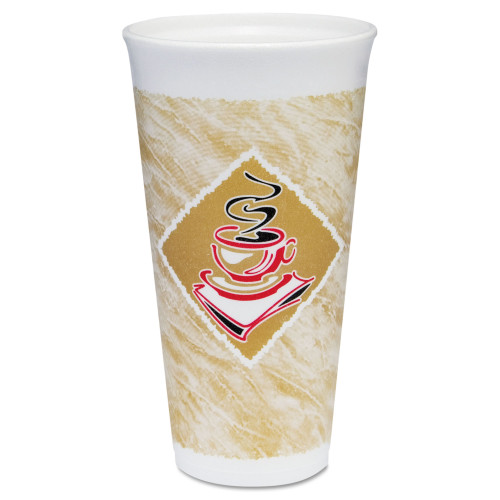 Dart Cafe G Foam Hot/Cold Cups， 20 oz， Brown/Red/White， 500/Carton (20X16G) - Mycitystee