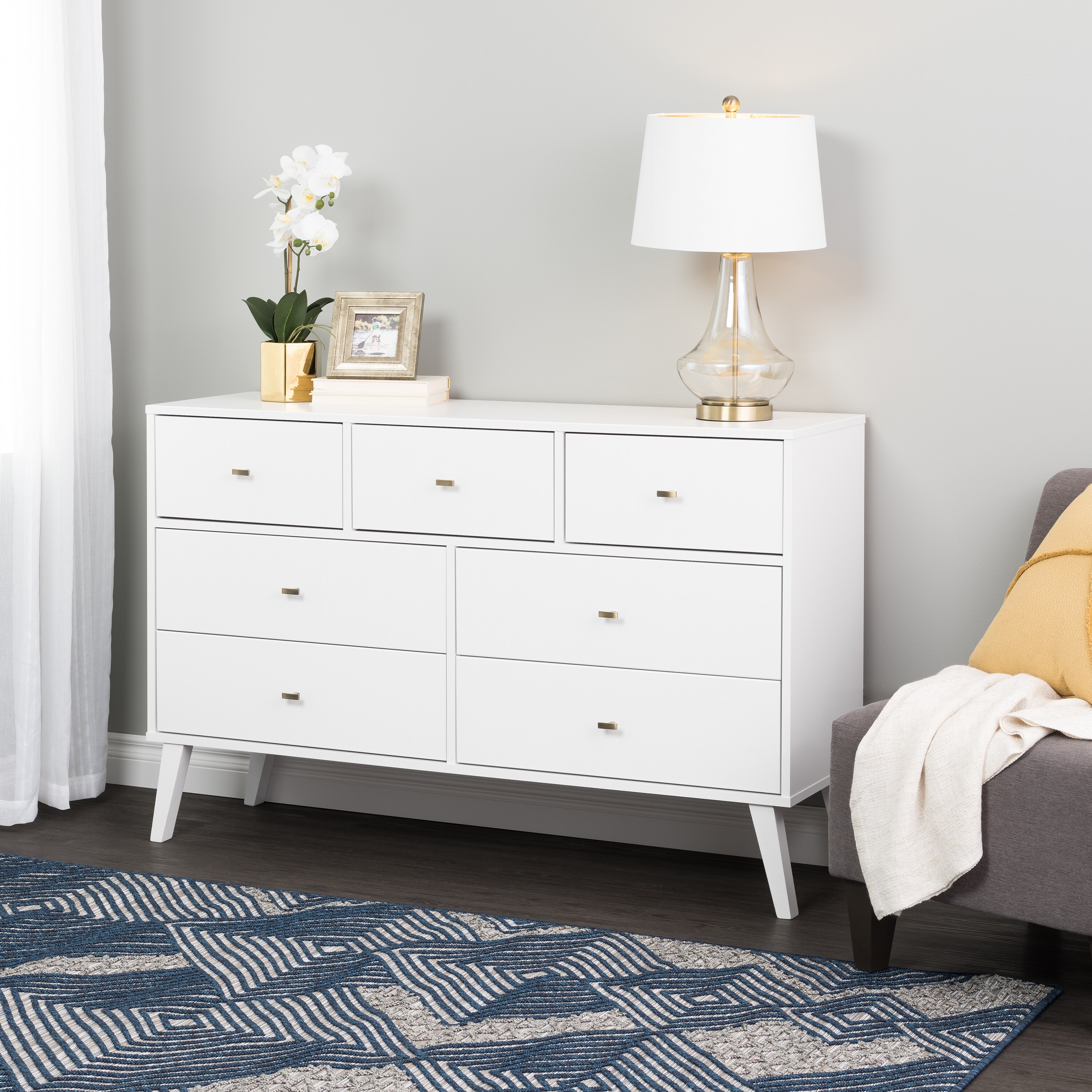 Prepac Milo Mid-Century Modern 7-Drawer Dresser - - 31696871 - Mycitystee