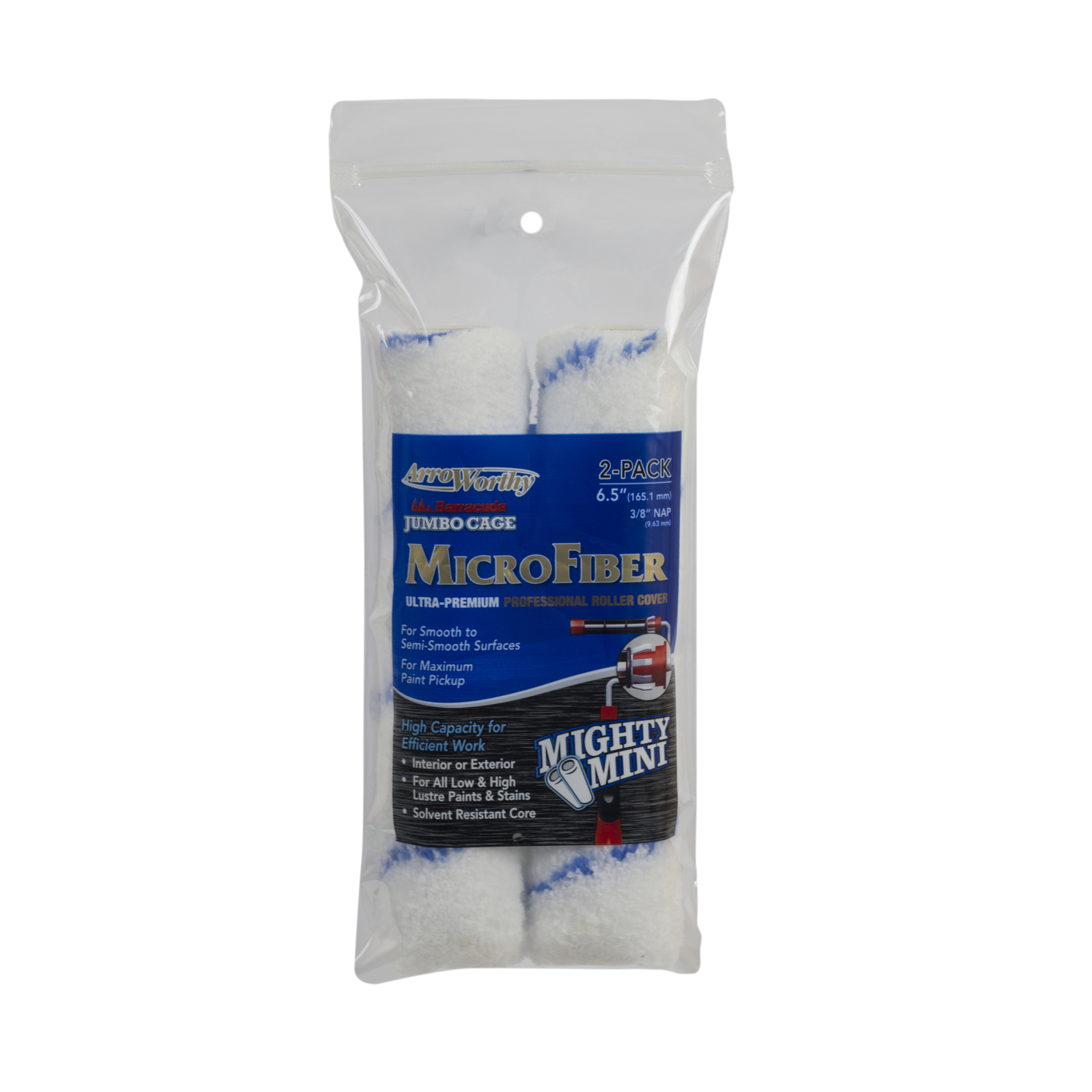 Arroworthy Microfiber 6.5 in. W X 3/8 in. Jumbo Paint Roller Cover 2 pk - Mycitystee
