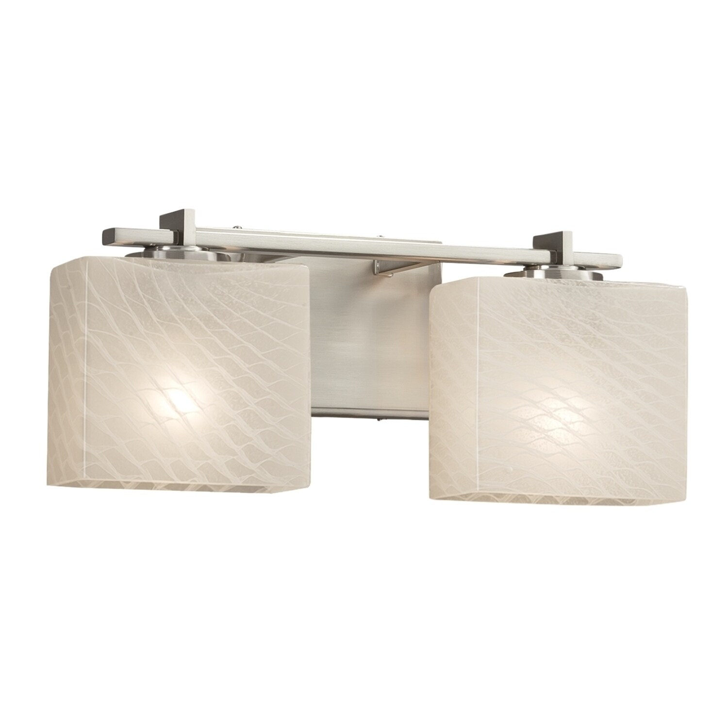 Justice Design Fusion Era 2-light Brushed Nickel Bath Light， Weave Rectangle Shade - Brushed Nickel - Mycitystee