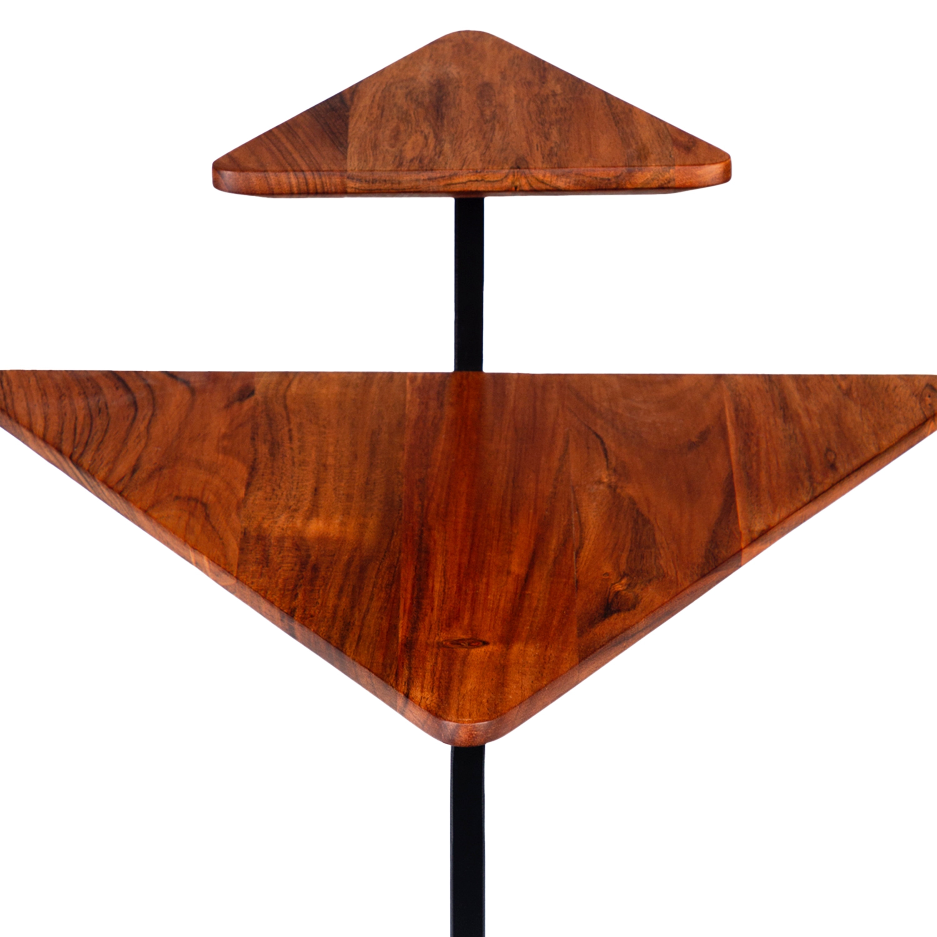 21 Inch Triangular Acacia Wood Accent End Table with 2 Tier Tabletops - Mycitystee