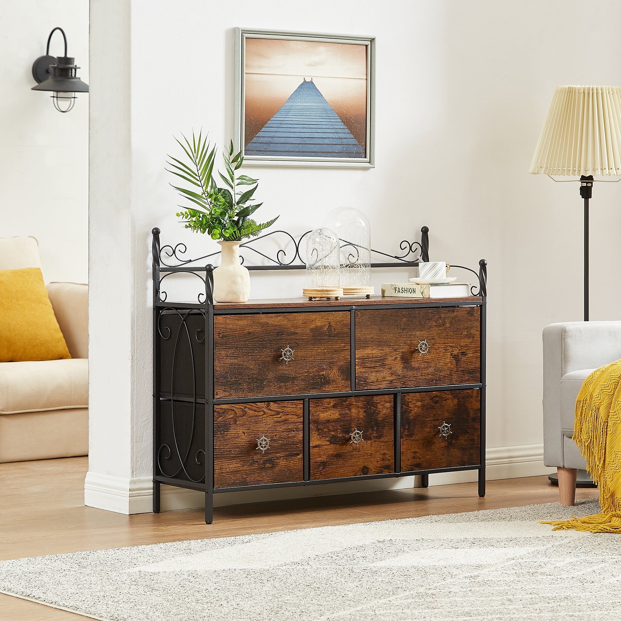 Wide Dresser Storage Tower with 5 Drawers Organizer Unit for Bedroom Hallway， Entryway - - 37259180 - Mycitystee