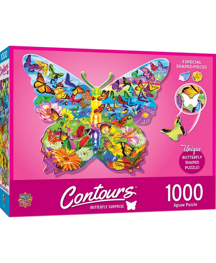 MasterPieces Puzzles Contours Shaped - Butterfly Surprise 1000 Piece Jigsaw Puzzle - Mycitystee