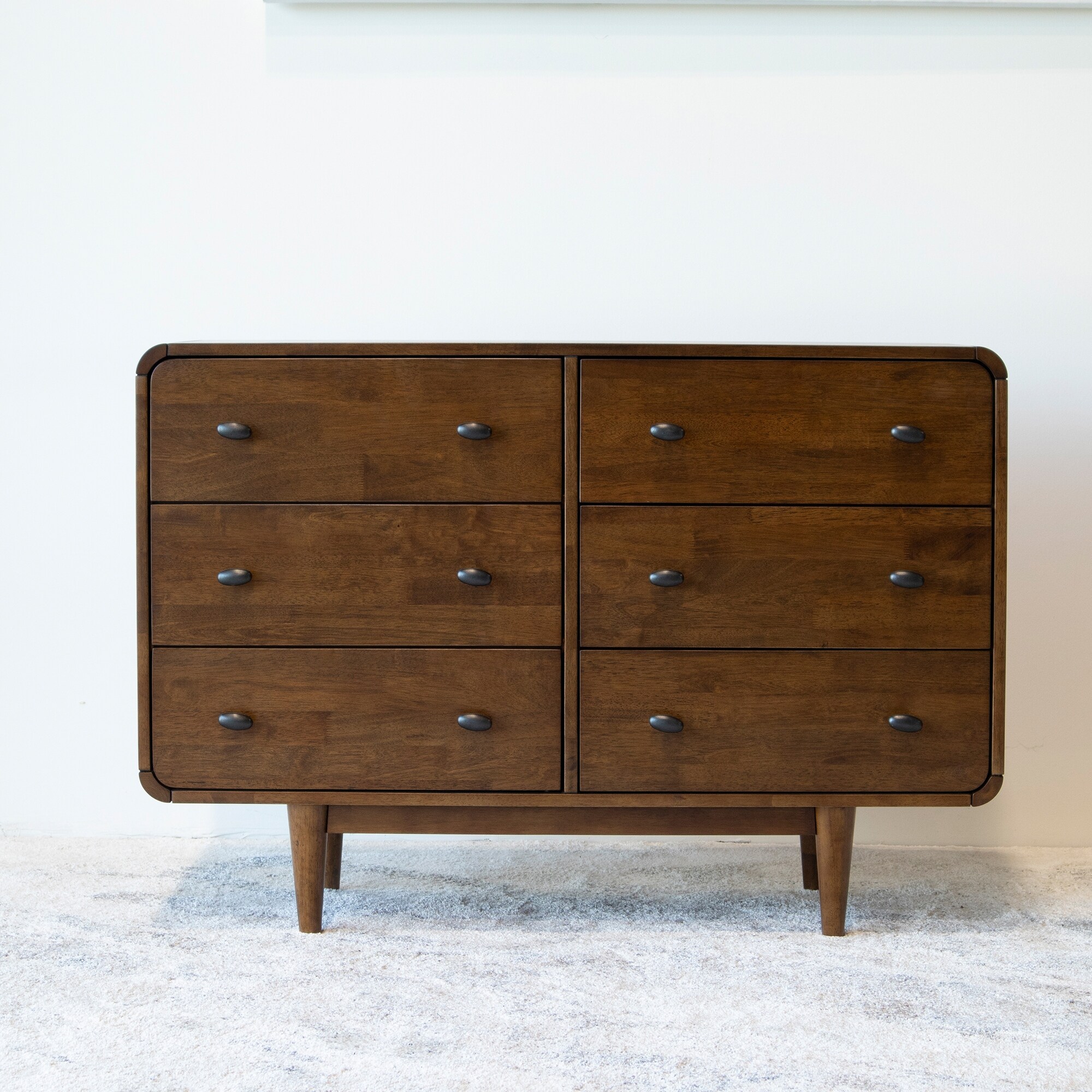 Seamore Mid-Century Modern 6-Drawer Double-Dresser Solid Wood in Brown - - 34474152 - Mycitystee