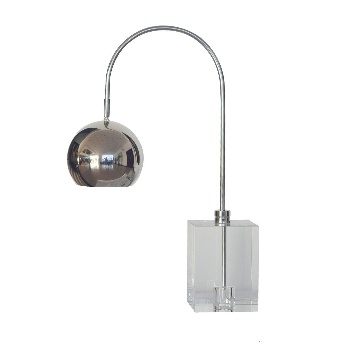 Clear Crystal Base And Polished Nickel Frame Table Lamp - Mycitystee