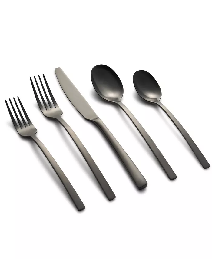 Cambridge Silversmiths Beacon Black Satin 45-Piece Flatware Set， Service for 8 - Mycitystee