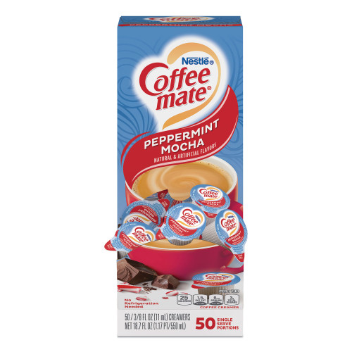 Coffee-mate Liquid Coffee Creamer， Peppermint Mocha， 0.38 oz Mini Cups， 50/Box (76060) - Mycitystee