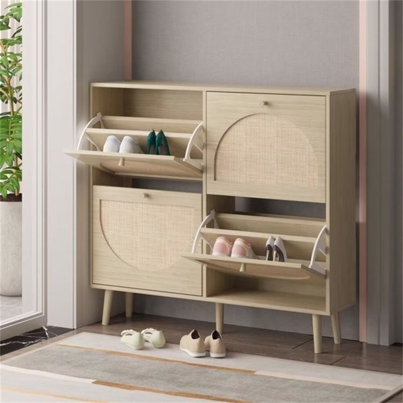 Rattan Shoe Cabinet with 4 Flip Drawers - - 37954100 - Mycitystee