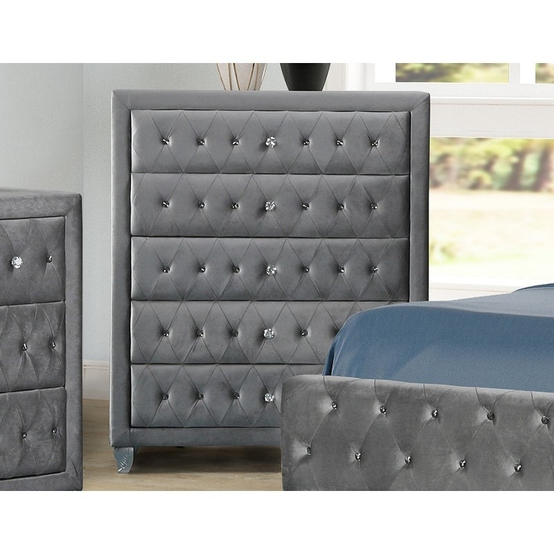 Best Master Furniture 5 Drawer Velvet Crushed Chest - - 30812938 - Mycitystee