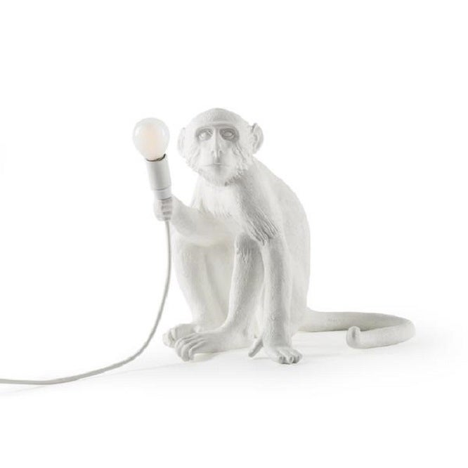 White Monkey Resin Sitting Table Lamp - Mycitystee