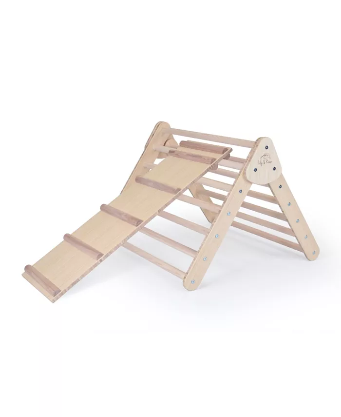 Lily and River Bamboo Little Climber Playset With Ladder Slide In Natural - Mycitystee