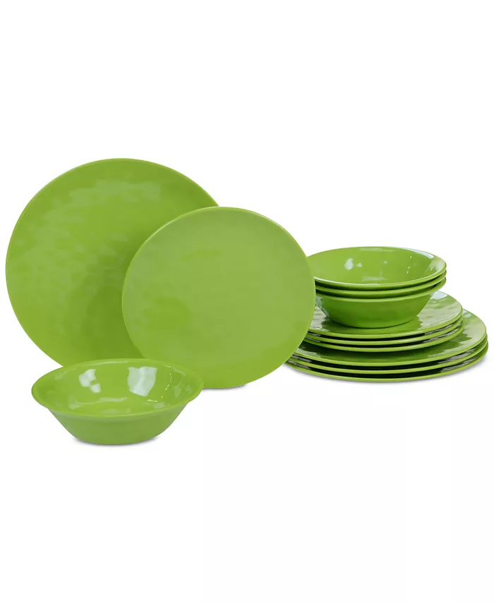 Certified International Green Melamine Dinnerware， 12-Pc. Set - Mycitystee