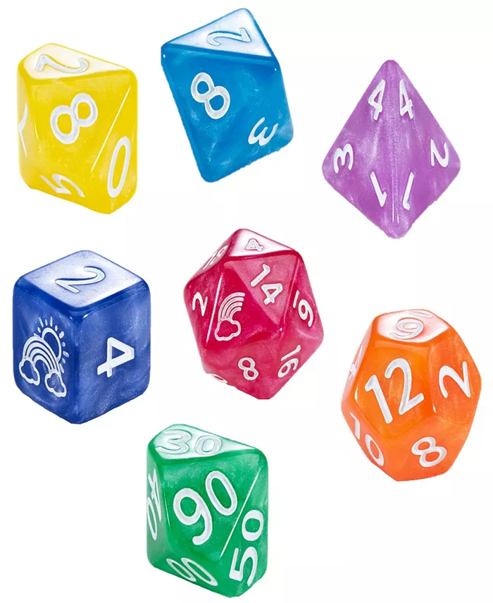Gatekeeper Games Mighty Tiny Dice Rainbow Bits 7 Piece Rpg Dice， 12Mm Resin Dice， Roleplaying， Custom Logos On D20 And D6， Rainbow of Color in Every S - Mycitystee