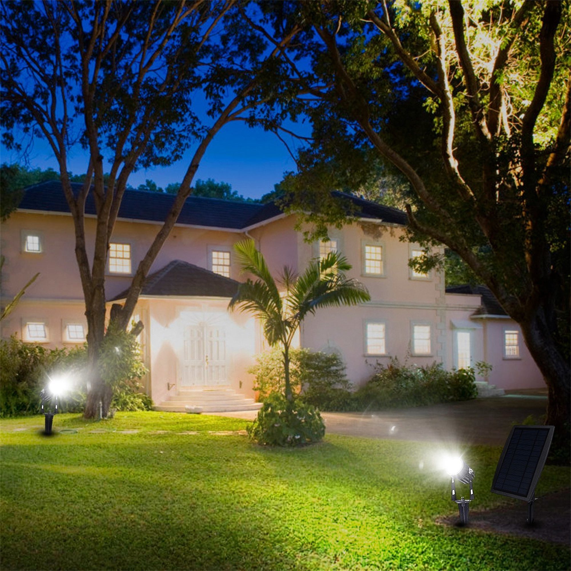 Twin Solar Spotlight Outdoor Light Sensor Lamps Waterproof - Mycitystee