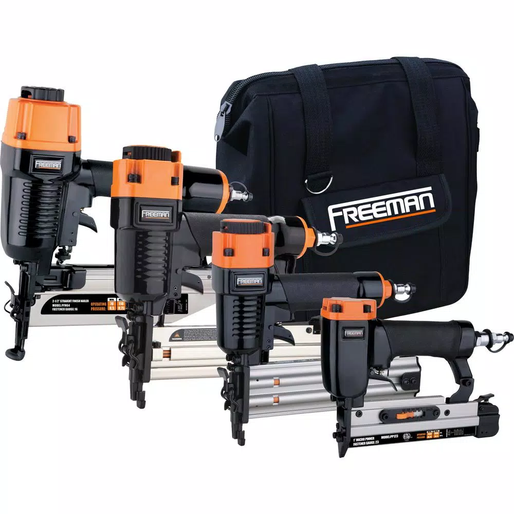 Freeman Pneumatic Finishing Nailer Combo Kit with Canvas Bag and Fasteners (4-Piece) and#8211; XDC Depot - Mycitystee