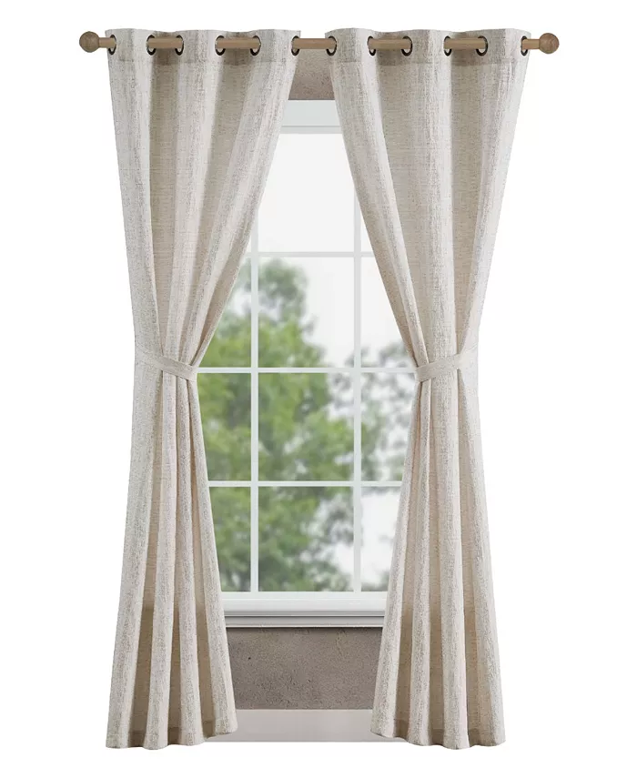 Jessica Simpson Tallulah Textured Blackout Grommet Window Curtain Panel Pair with Tiebacks， 38