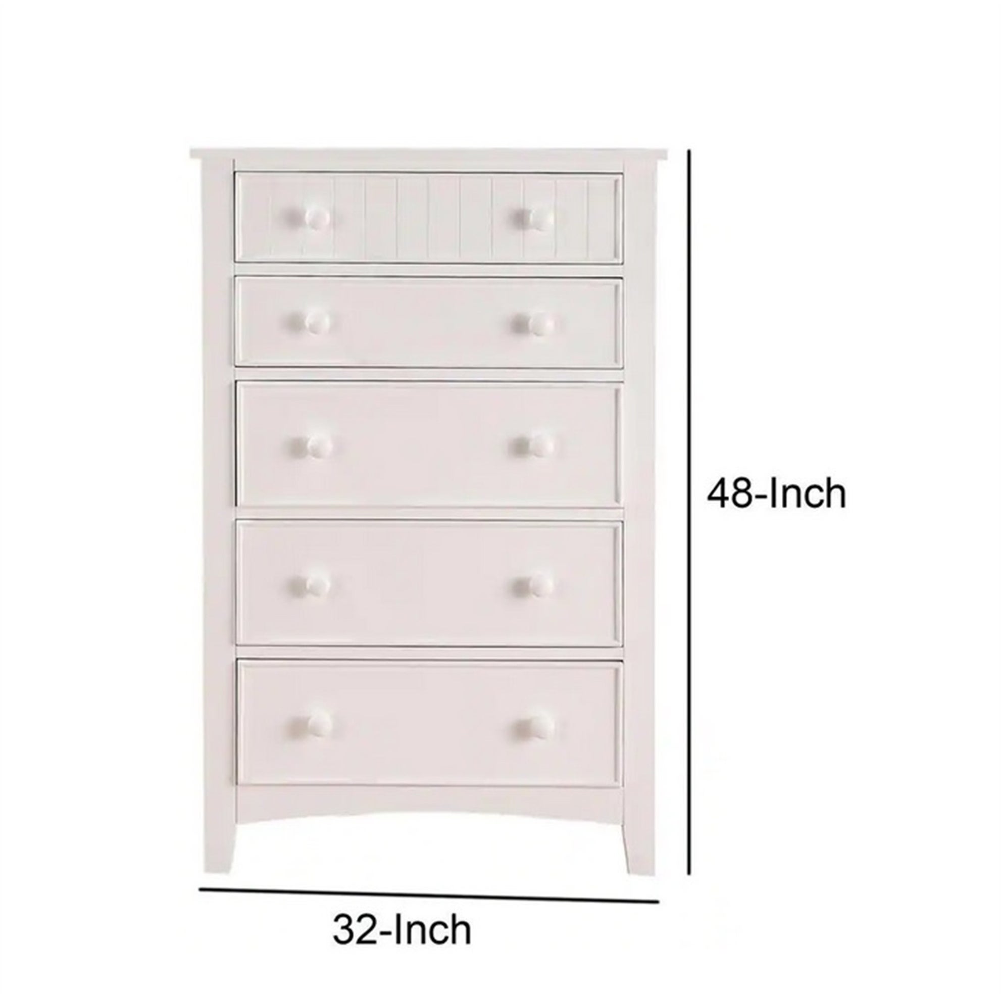 White 1pc Chest of Drawers Plywood Pine Veneer Bedroom Furniture - - 37218292 - Mycitystee