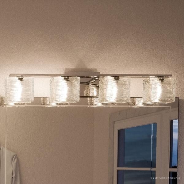 Luxury Transitional Polished Chrome 4-light Bathroom Vanity Light - 6.75