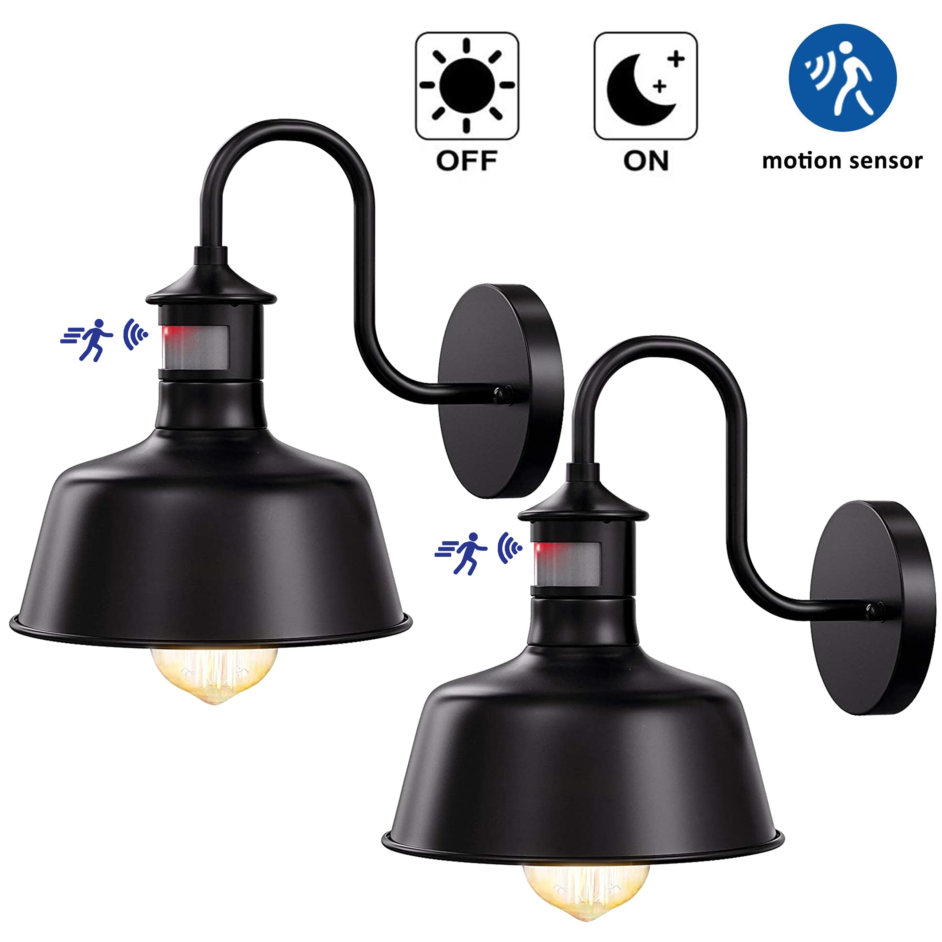 2-Pack Black Gooseneck Motion Sensor Dusk to Dawn Outdoor Barn Light Shopping - The Best Deals on Outdoor Barn Lights | 40504147 - Mycitystee