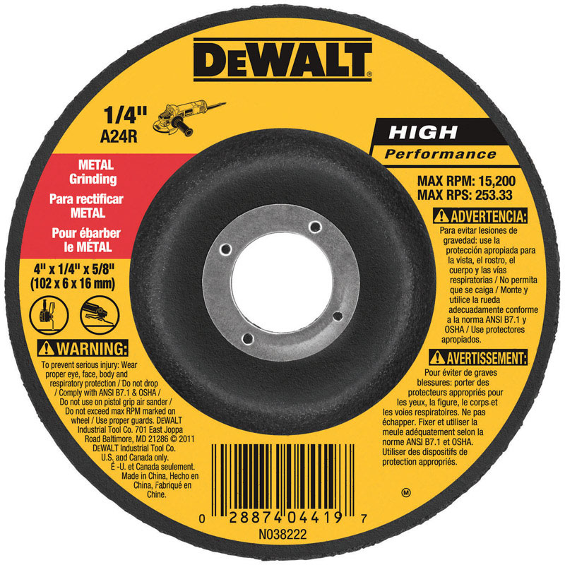 DeWalt 4 in. D X 5/8 in. Grinding Wheel - Mycitystee
