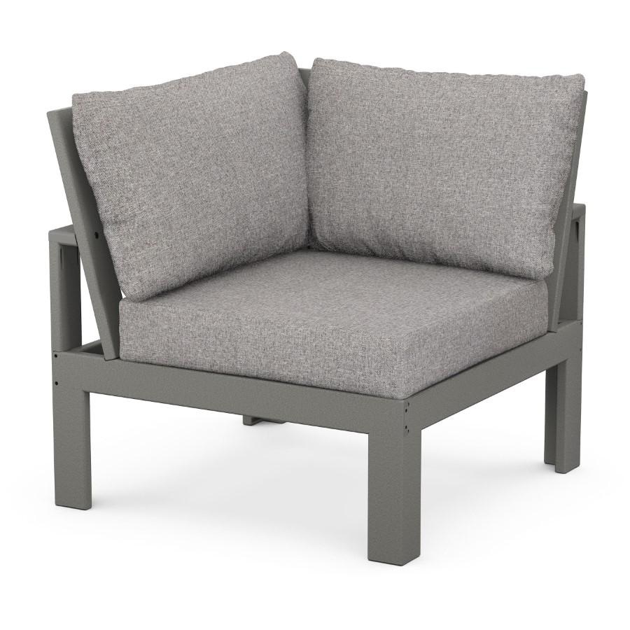 POLYWOOD Modular Corner Chair in Black / Grey Mist - Mycitystee
