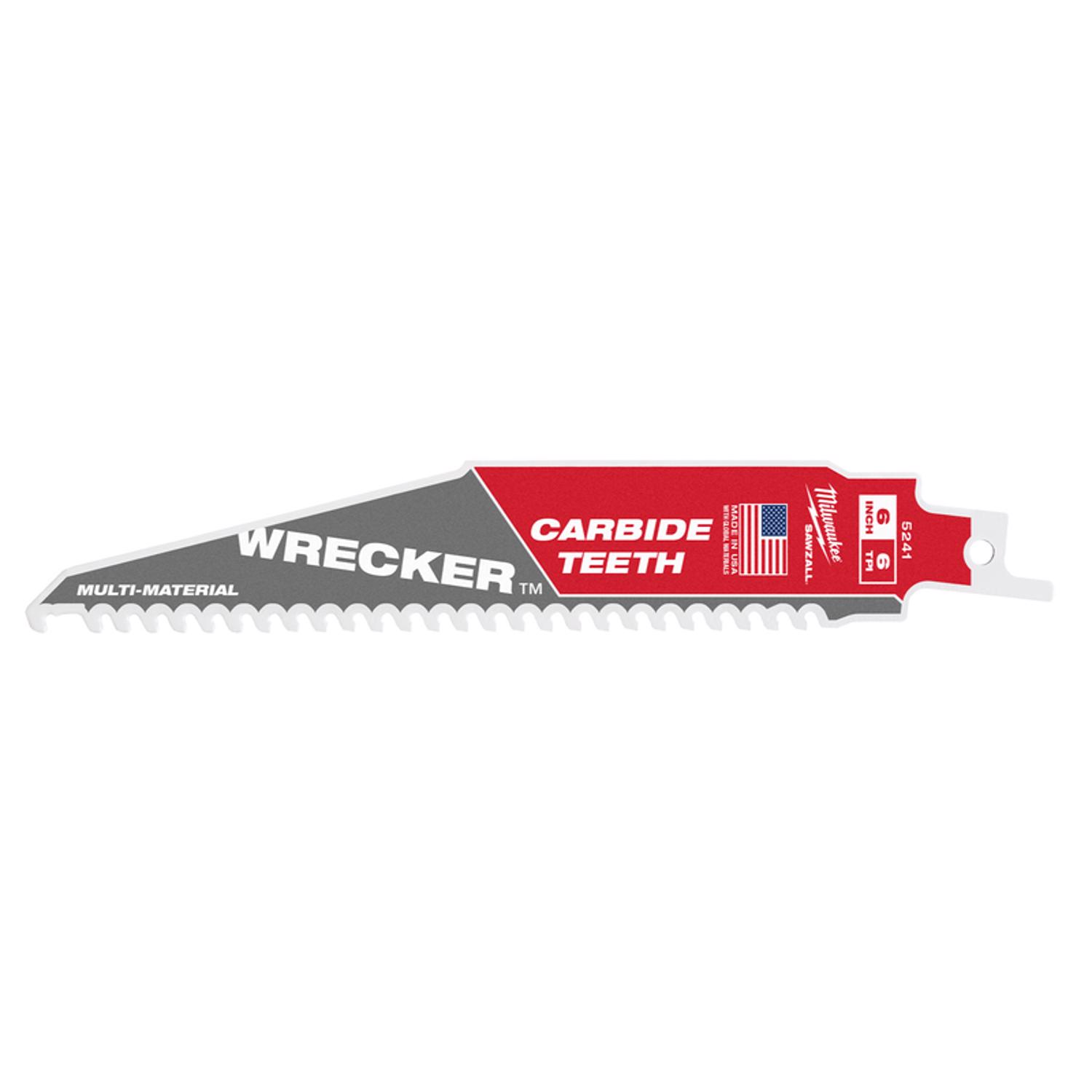 Milwaukee Wrecker Sawzall 6 in. Carbide Blade 6 TPI 1 blade - Mycitystee
