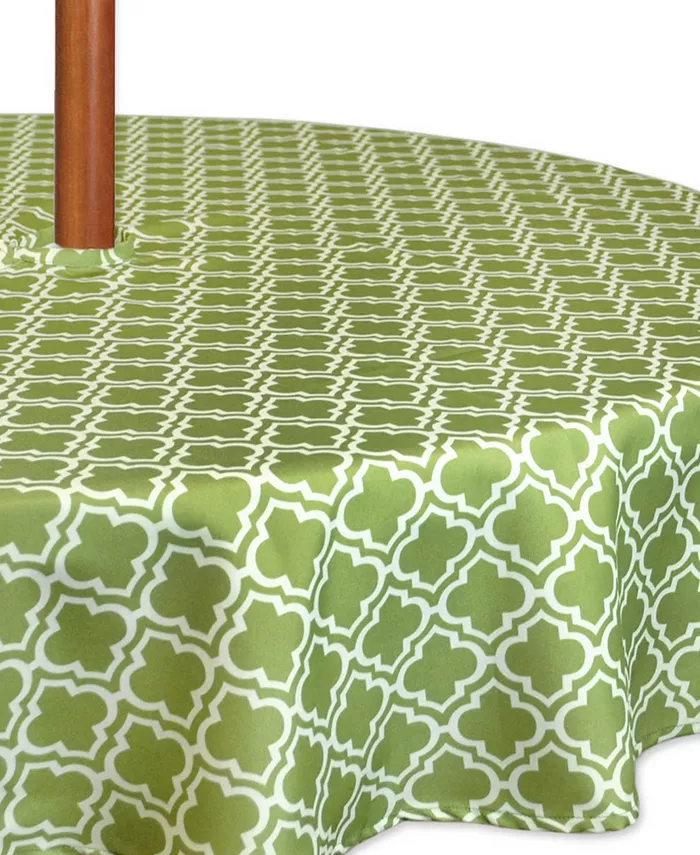 Design Imports Lattice Outdoor Tablecloth with Zipper 60