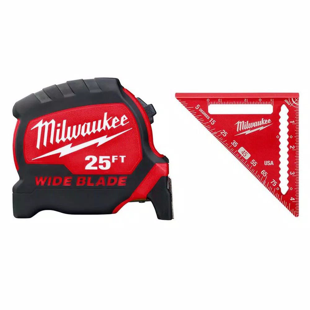 Milwaukee 25 ft. x 1.3 in. W Blade Tape Measure with 14 ft. Standout and 4-1/2 in. Trim Square and#8211; XDC Depot - Mycitystee