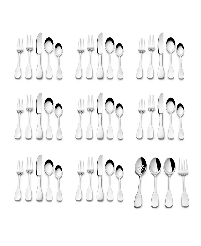 Chefs Toulon Satin 18 10 Stainless Steel 44 Piece Flatware Set， Service for 8 - Mycitystee