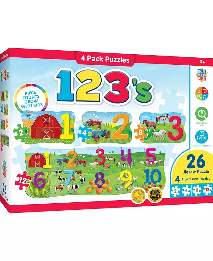 MasterPieces Puzzles MasterPieces 26 Piece Puzzle for Kids - 123 on the Farm 4-Pack - Mycitystee