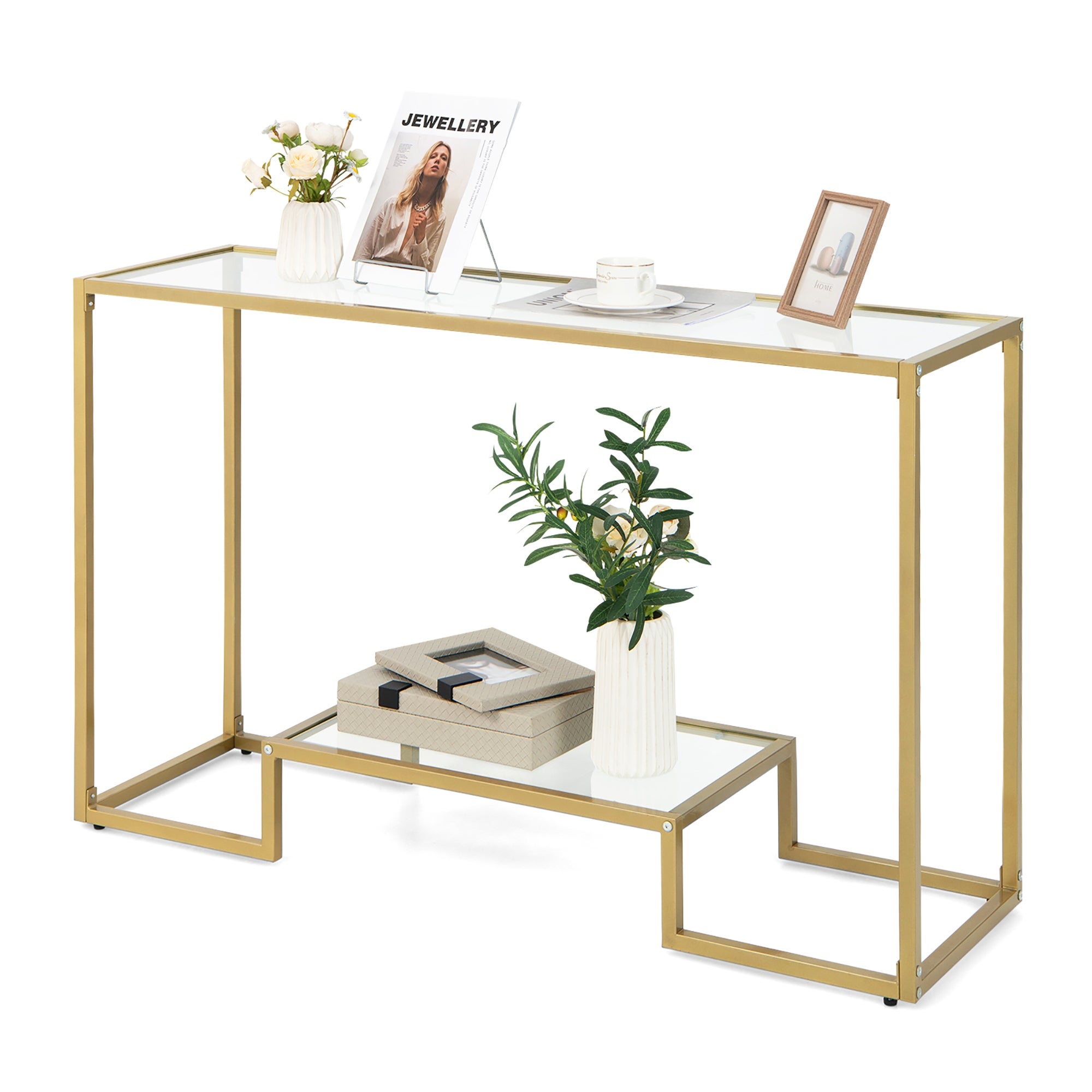 Costway 48'' 2-Tier Console Entryway Behind Couch Table for Living - See Details - Mycitystee