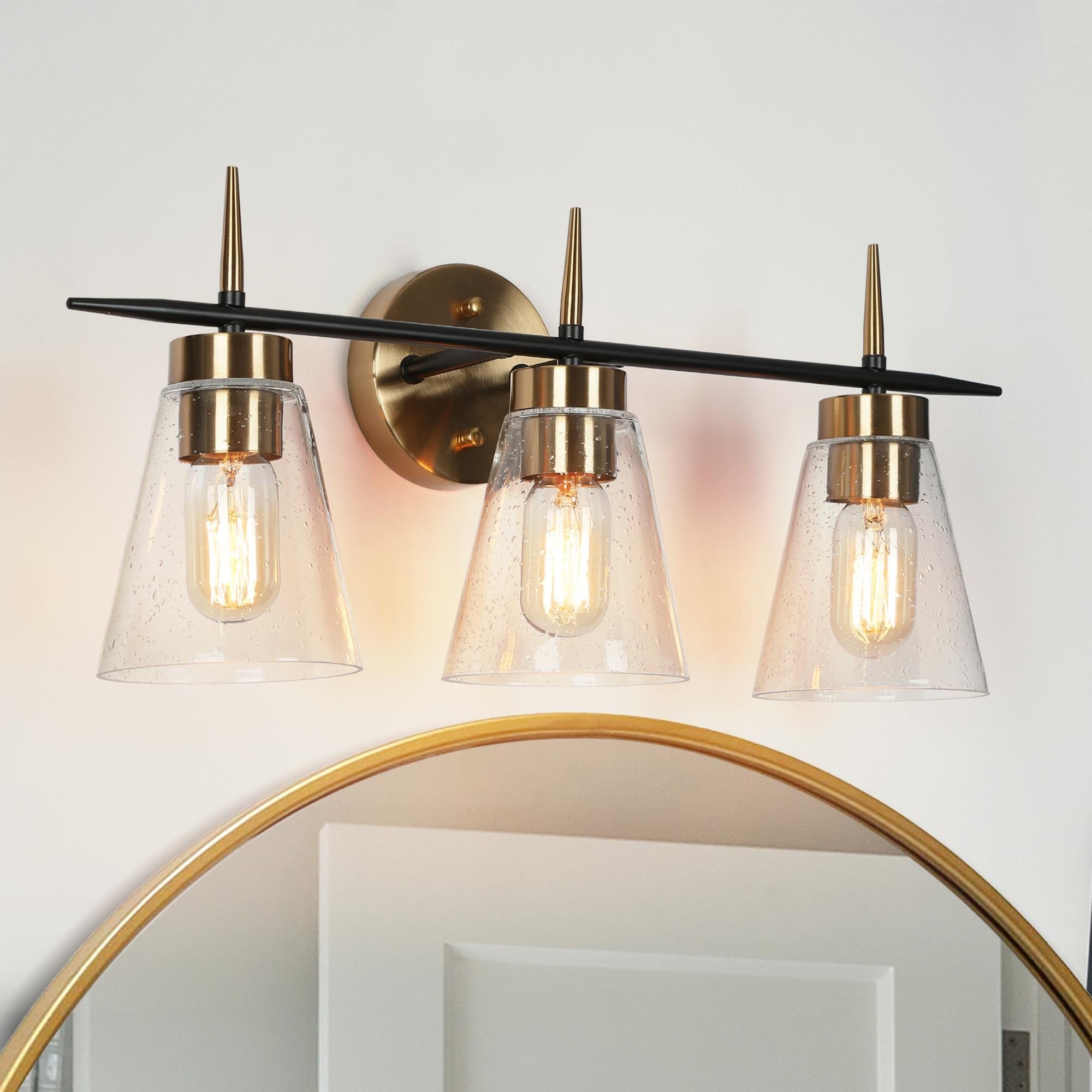Aditi Modern Transitional 3-Lights Bathroom Vanity Lights Cone Wall Sconces - L 23