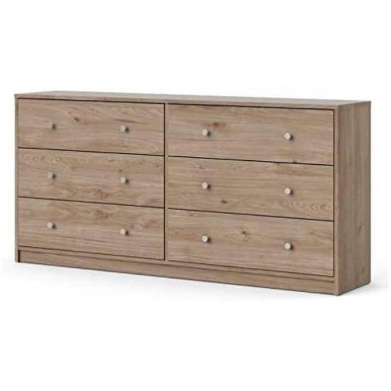 Farmhouse Contemporary 6 Drawer Double Dresser in Oak - - 34156828 - Mycitystee