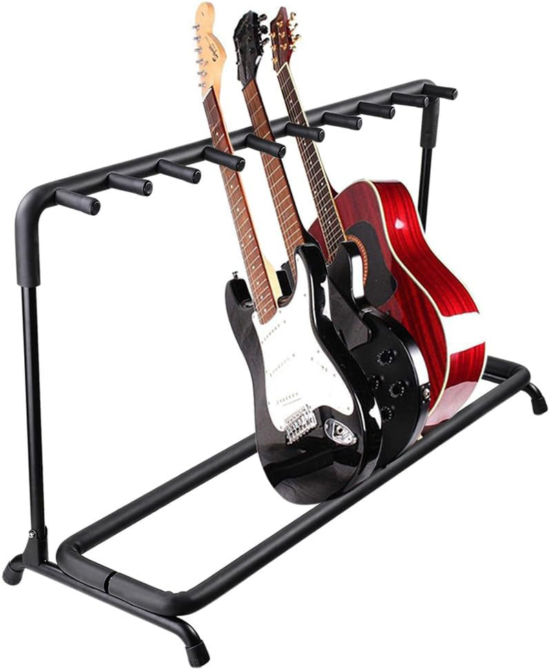 5 Core Guitar Stand Black, 9-Space Multi-Guitar Folding Display Rack Stand Guitar Holder with No slip Rubber Padding for Acoustic, Electric & Bass Gui - Mycitystee