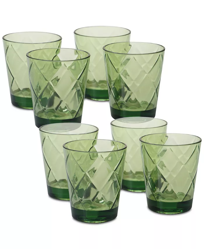 Certified International Green Diamond Acrylic 8-Pc. Double Old Fashioned Glass Set - Mycitystee