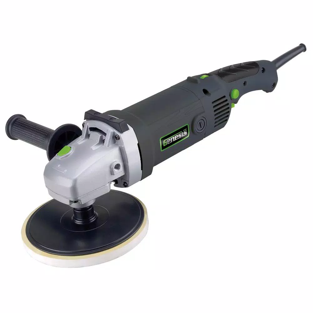 Genesis 11 Amp 7 in. Variable Speed Sander/Polisher with Sanding Disc and Dual-Position Assist Handle and 3 Pads and#8211; XDC Depot - Mycitystee